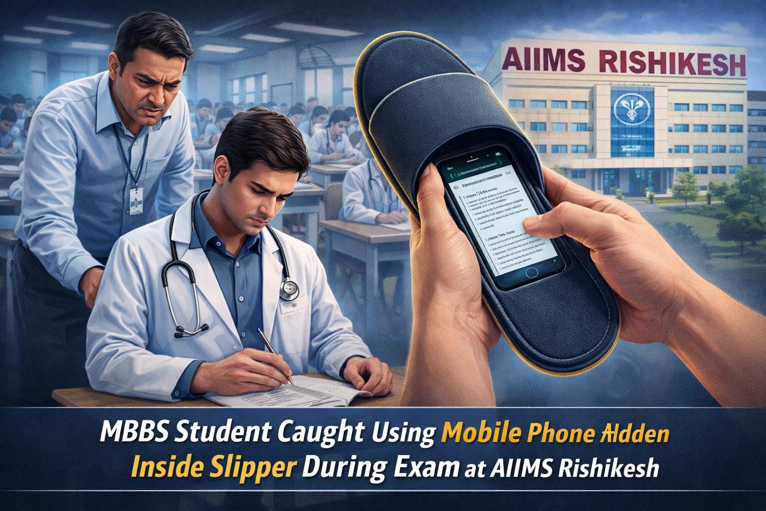 MBBS Student Caught Using Mobile Phone Hidden Inside Slipper During Exam at AIIMS Rishikesh